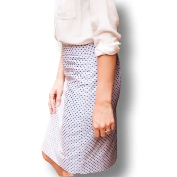 J. Crew | The Pencil Skirt in Royal Blue Polka Dot - Picture 7 of 14